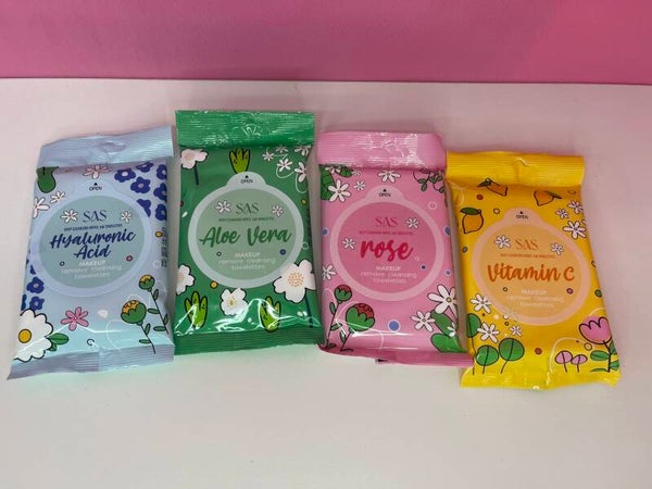 Toallitas desmaquillantes SAS – Hyaluronic, Aloe Vera, Rose, Vitamin C