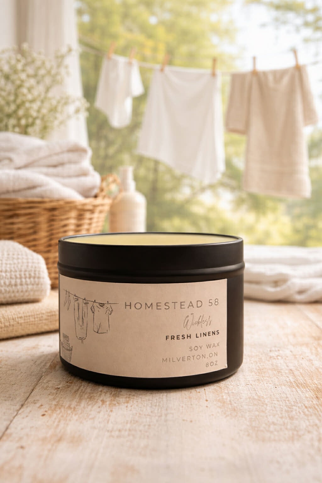 Fresh Linens – Natural Soy Wax Wickless Candle 8oz