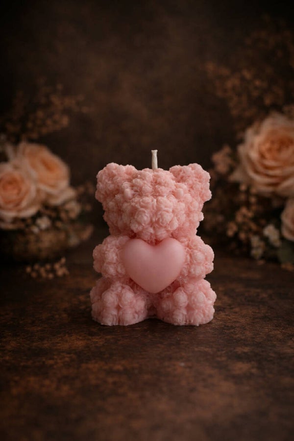 Bear Heart Candle (Apricot Rose)