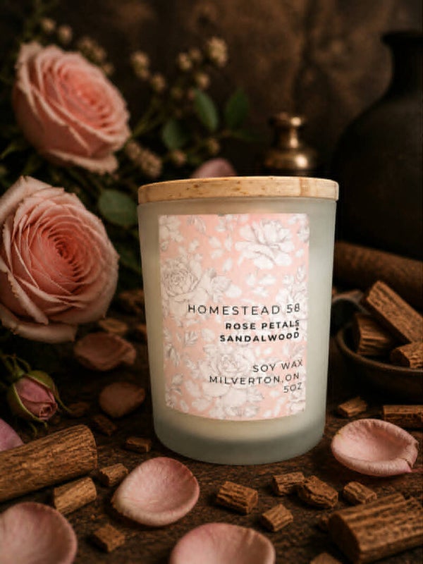 5oz Rose Petals + Sandalwood Soy Candle