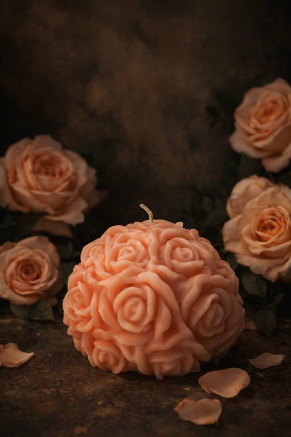 6oz Flower Candle (Apricot Rose)