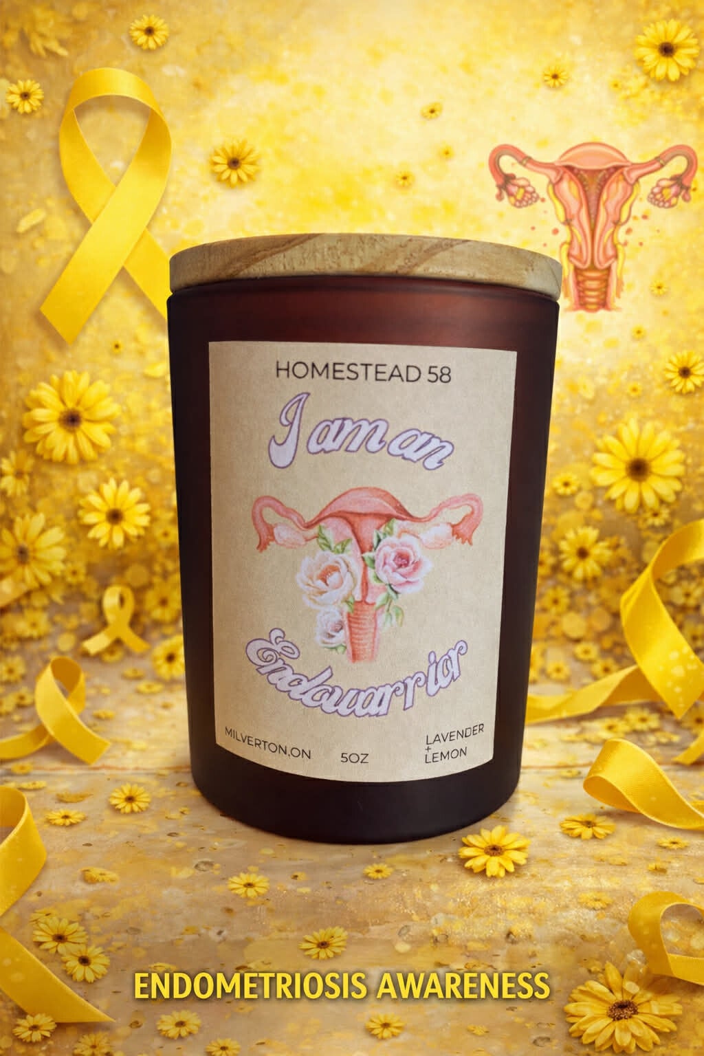 I Am an Endowarrior – 5oz Soy Candle (Lavender + Lemon)