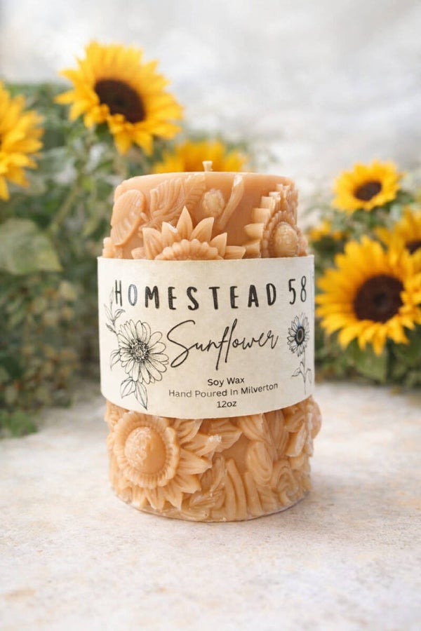 Sunflower Pillar Candle 12oz