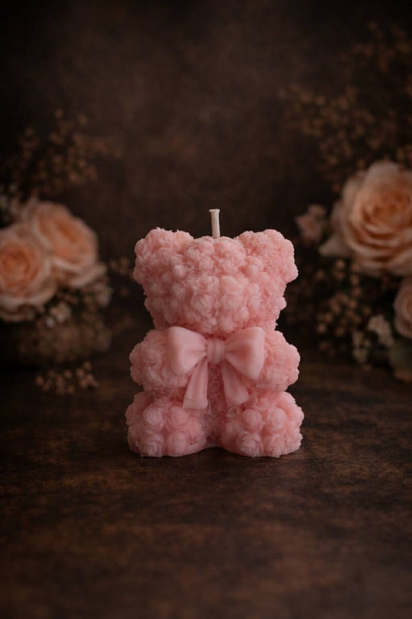 Bear Bow Candle (Apricot Rose)