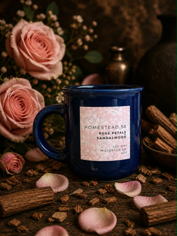 4oz Rose Petals + Sandalwood Mini Mug Soy Candle