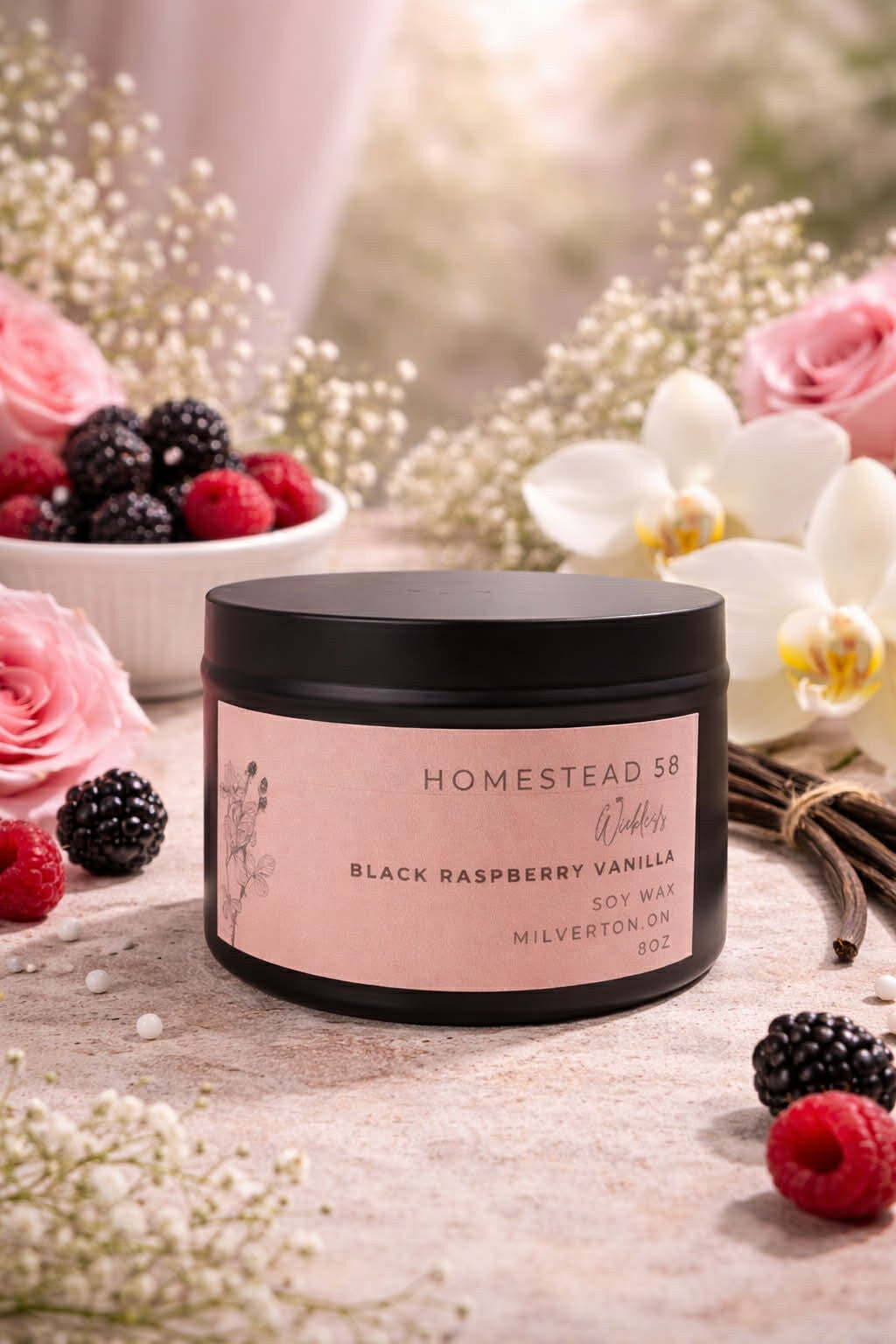 Black Raspberry Vanilla – Wickless Soy Candle | 8oz
