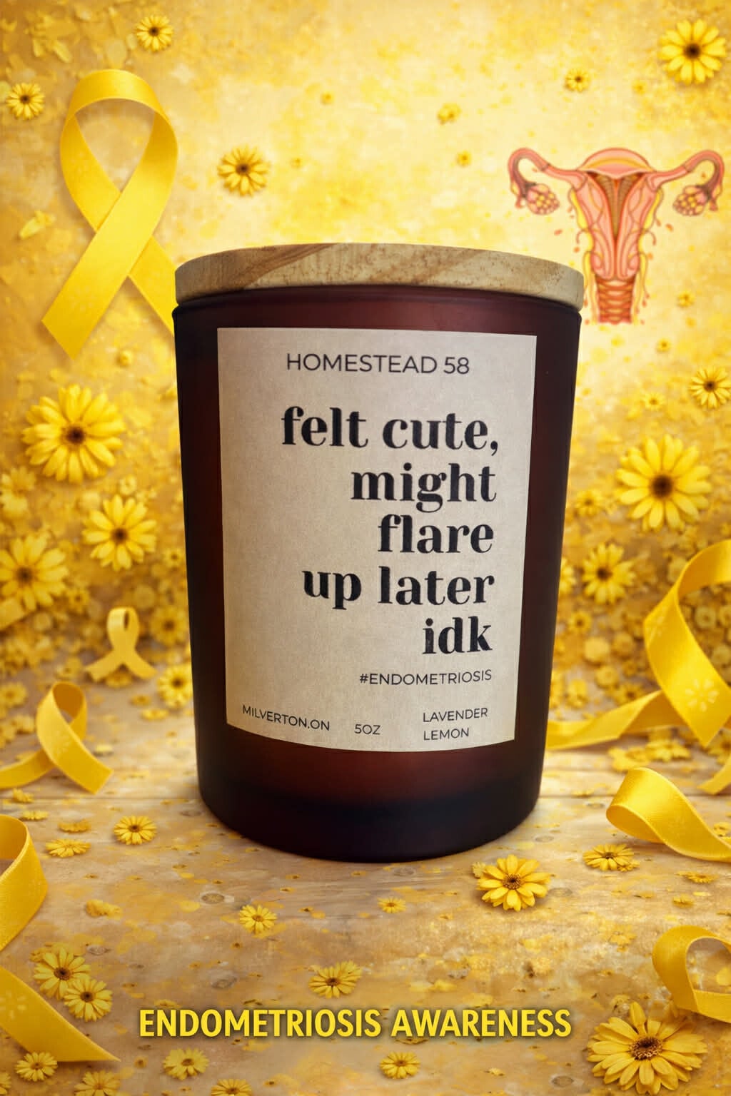 Felt Cute, Might Flare Up Later – 5oz Soy Candle (Lavender + Lemon)