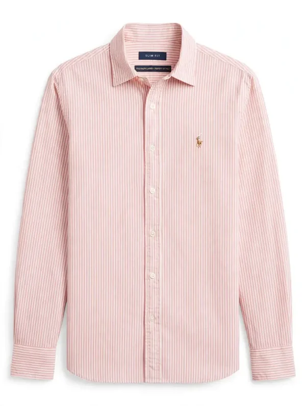 RALPH LAUREN, Bluse Rosé weiss gestreift, S