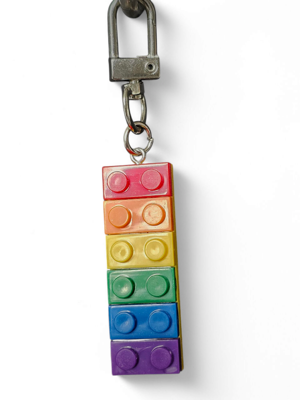 Regenboog legosteen sleutelhanger
