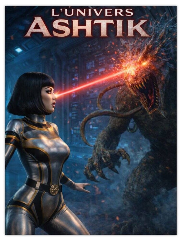 Affiche: Charlotte attaque un Pupotant au laser. 27,94 x 43,18 cm