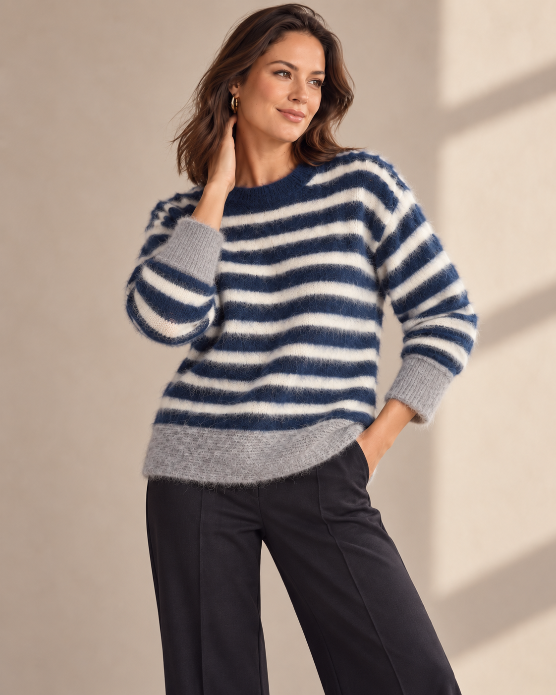 Striped donkerblauw