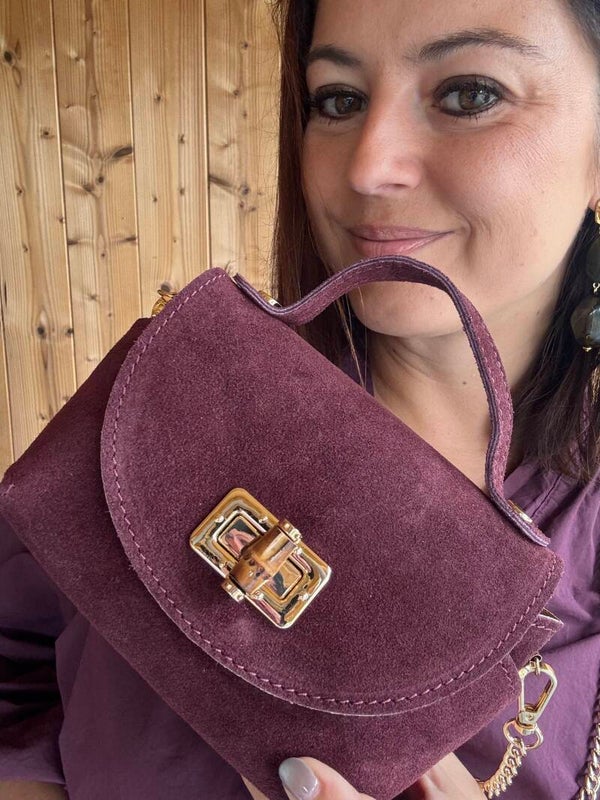 Nubuk tasje bordeaux