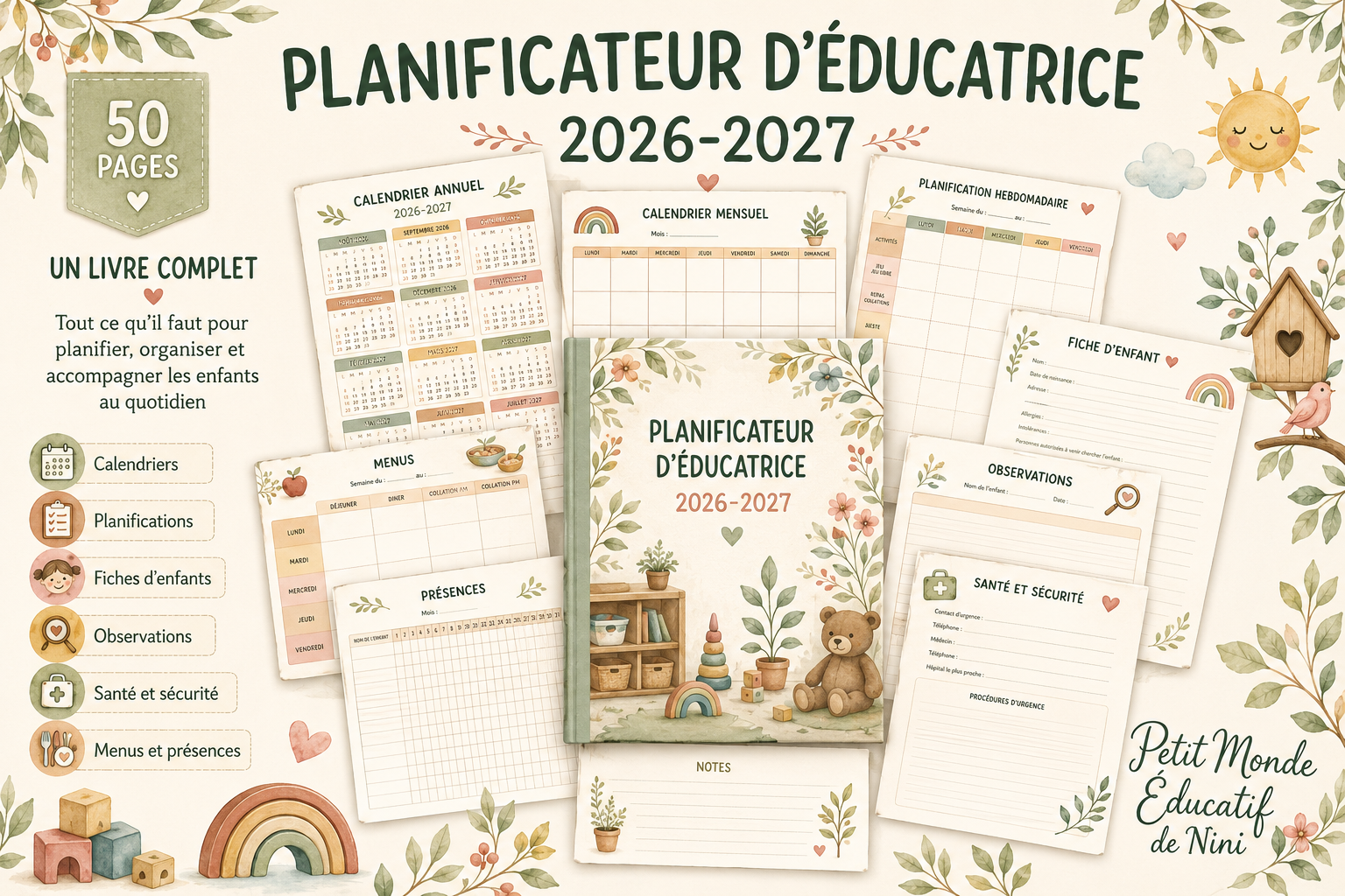 🌿 Planificateur d’éducatrice 2026-2027