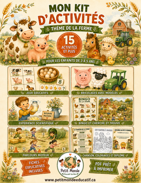 🐮 MON KIT D’ACTIVITÉS – THÈME DE LA FERME 🌾