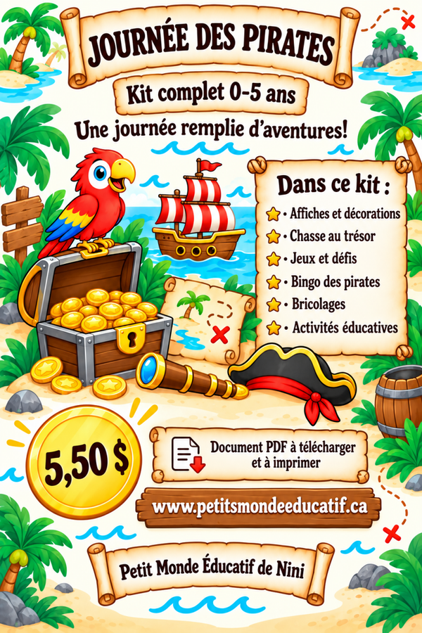 🏴‍☠️ Journée des pirates – Kit complet 0 à 5 ans