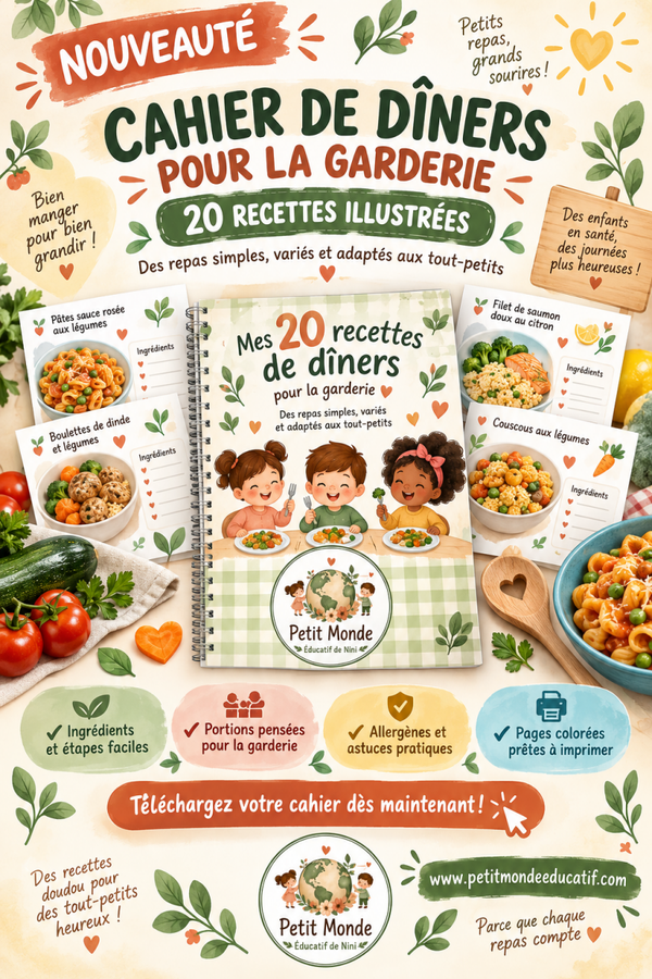 Cahier de dîners pour la garderie
