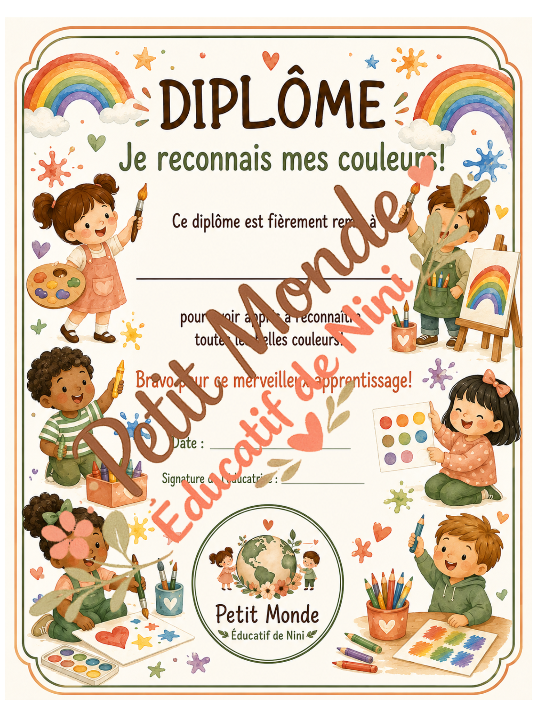 Diplôme – Je reconnais mes couleurs! 🎨🌈