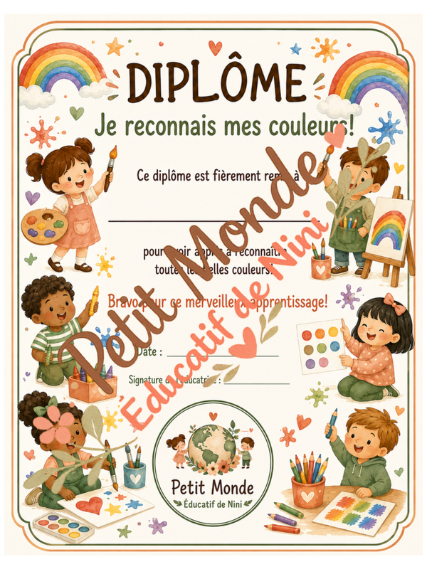 Diplôme – Je reconnais mes couleurs! 🎨🌈