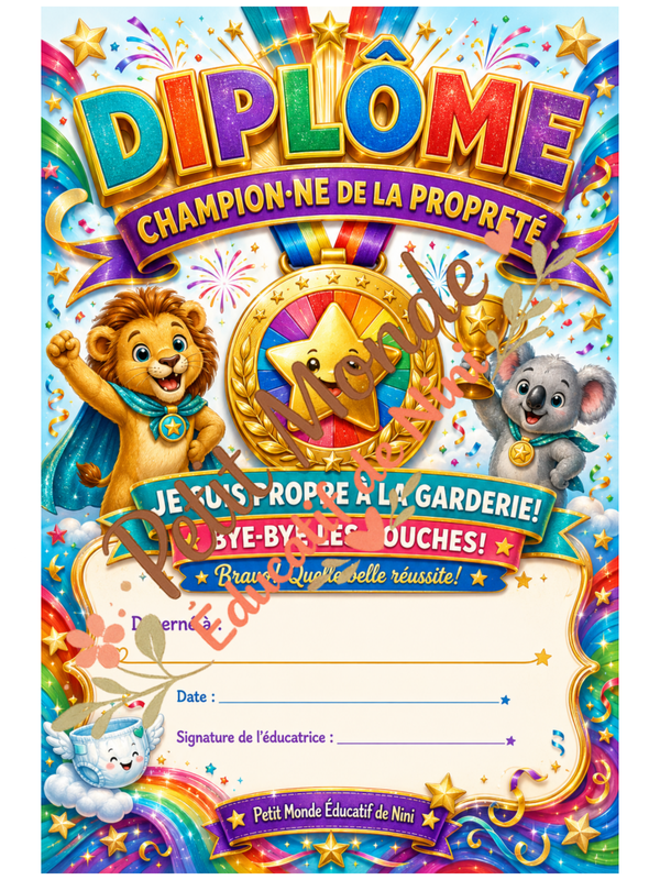 Diplôme – Je suis propre maintenant! 🚽⭐