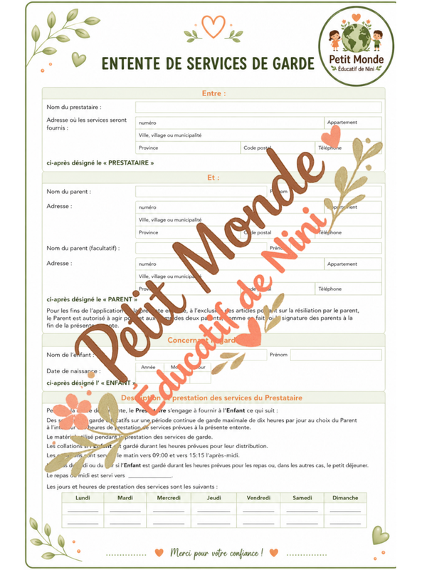 Trousse d'admission complète