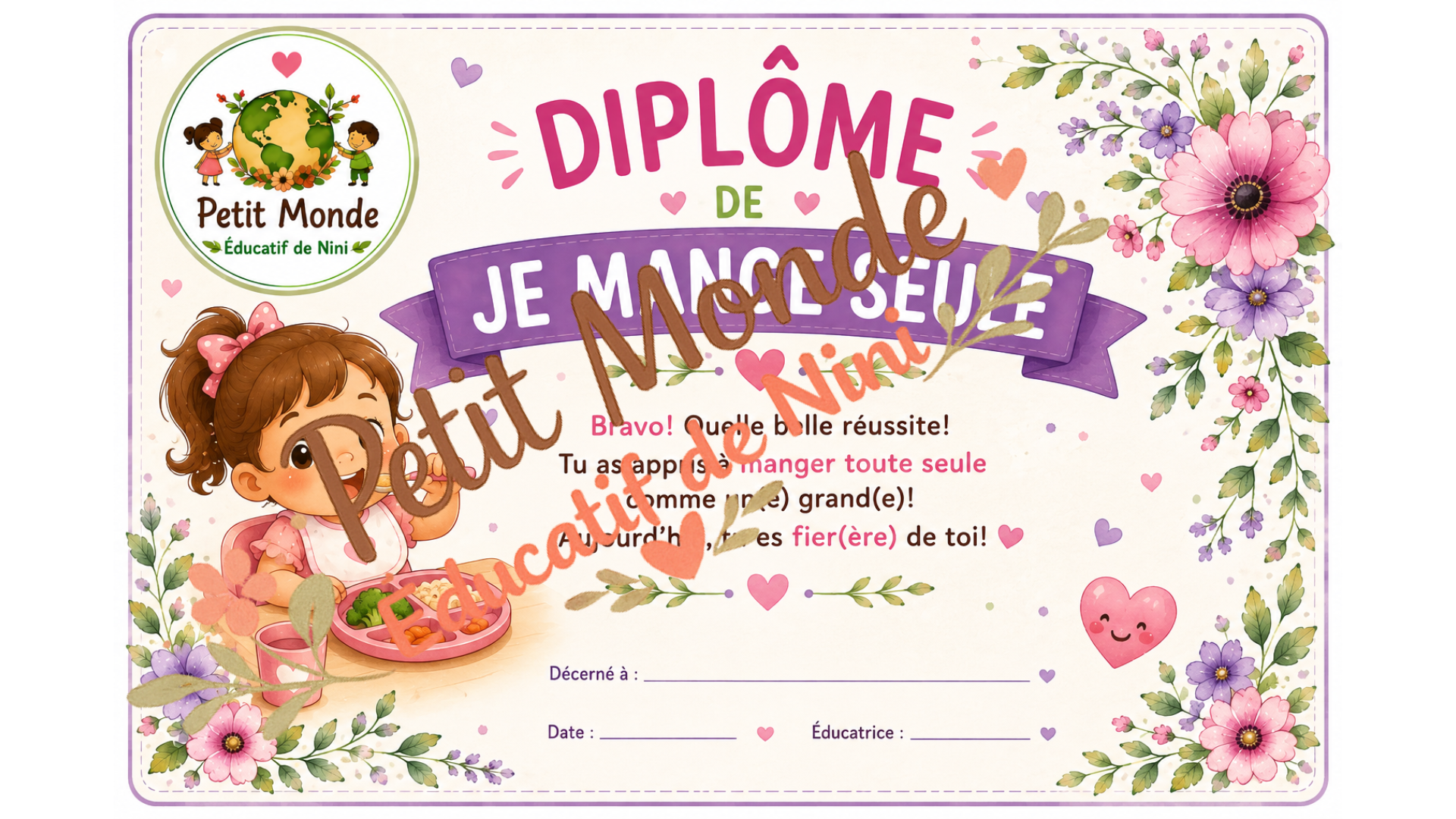 Diplôme - Je mange seul(e)