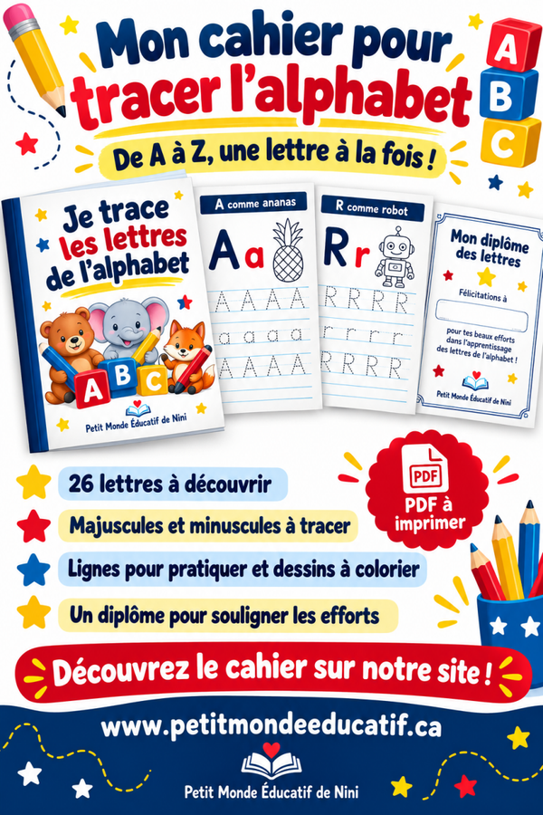 Mon cahier pour tracer l’alphabet