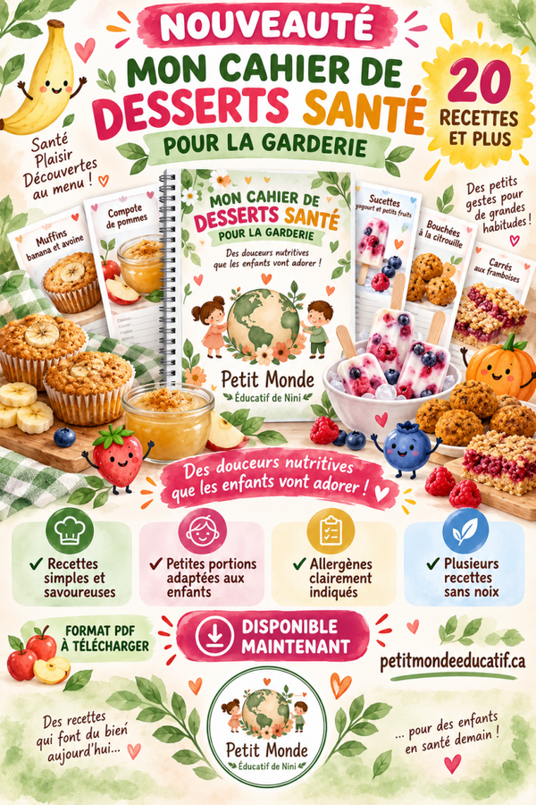 🍓 Mon cahier de desserts santé pour la garderie 🍌