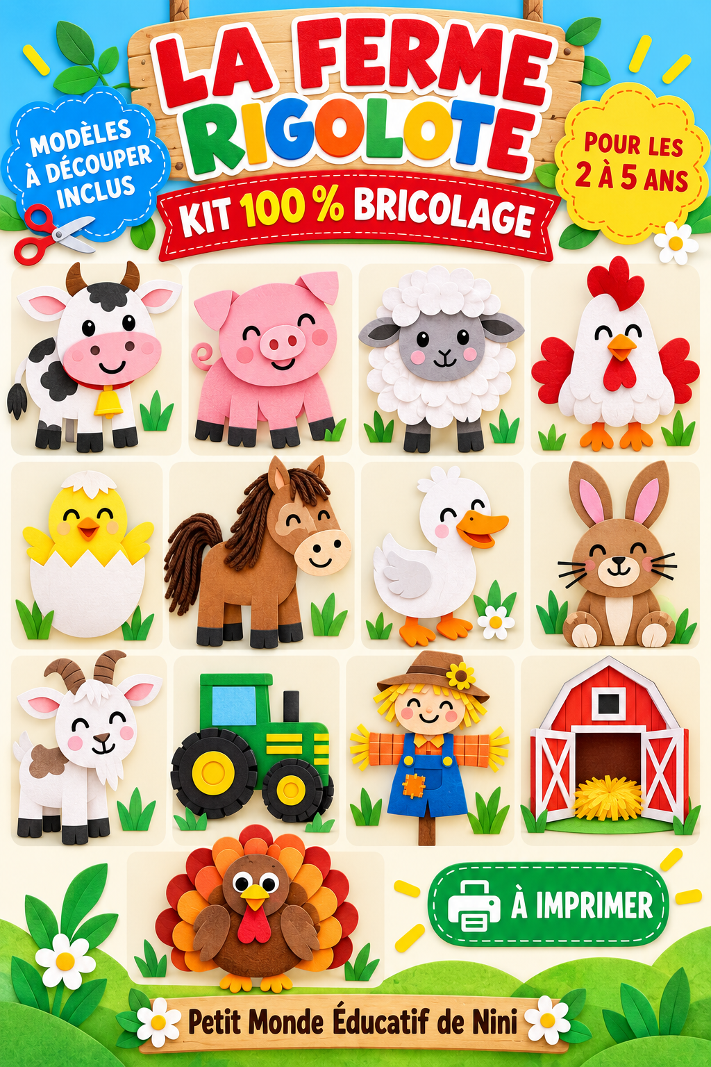 🐮 La ferme rigolote – Kit 100 % bricolage ✂️