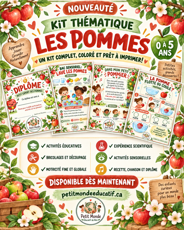 🍎 Kit thématique – Les pommes | 0 à 5 ans