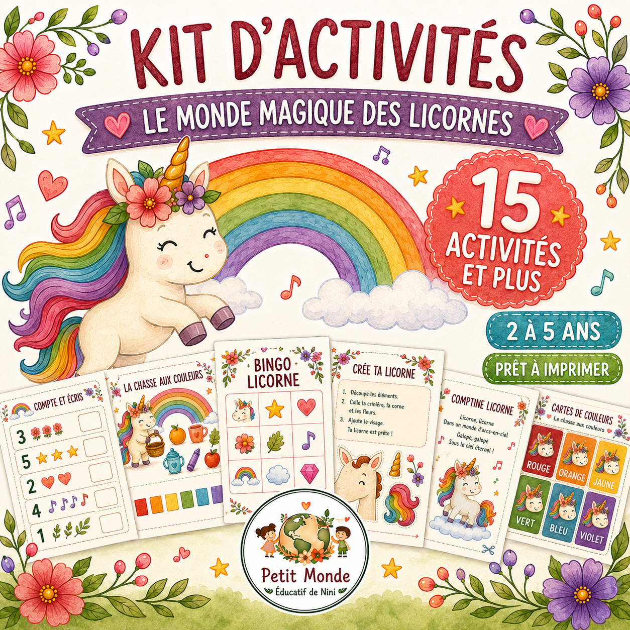 🦄 Kit d’activités – Le monde magique des licornes 🌈