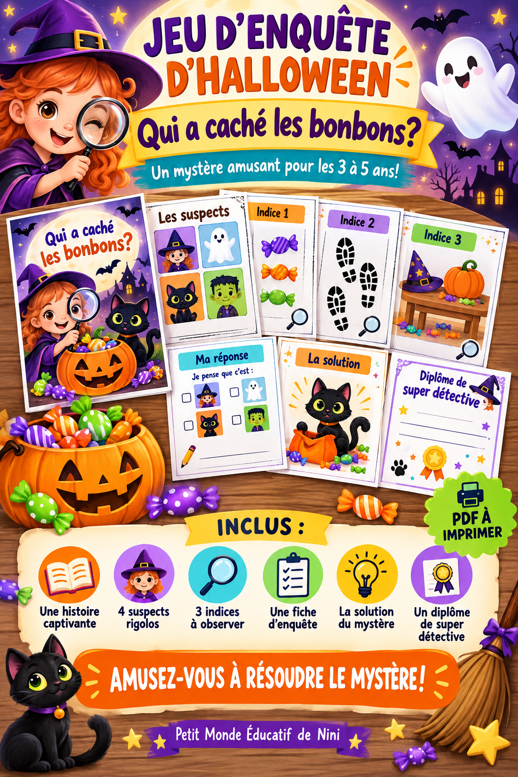 🎃🍬 Jeu d’enquête : Qui a caché les bonbons? 🔍