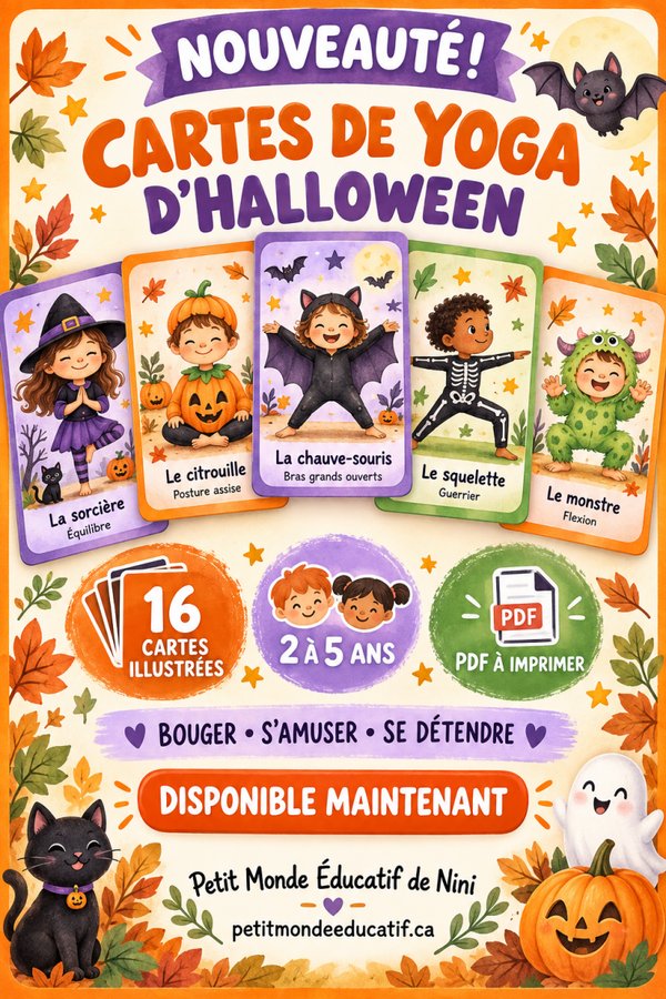 🎃 Cartes de yoga d’Halloween – 2 à 5 ans 🧘‍♀️👻