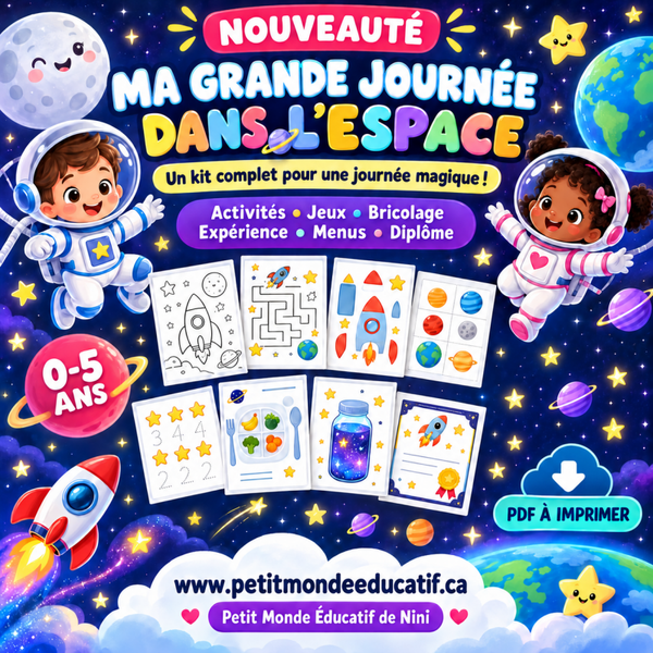 🚀 Ma grande journée dans l’espace – Kit complet 0 à 5 ans 🌙