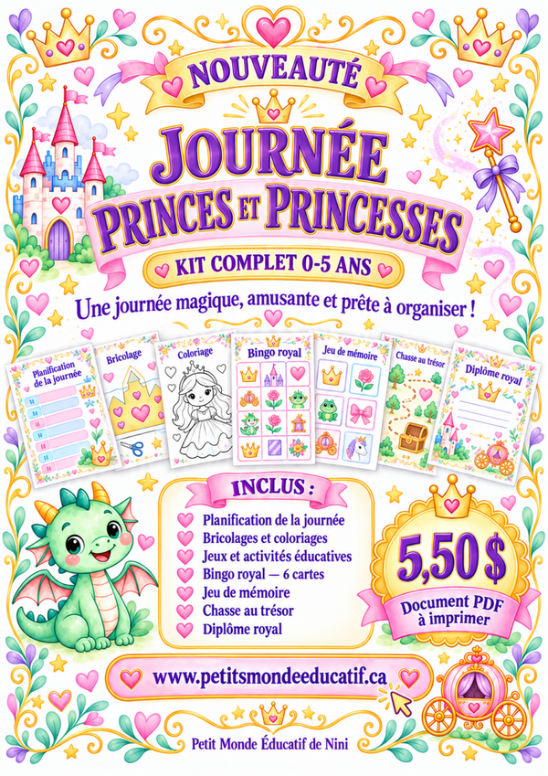👑 Journée princes et princesses – Kit complet 0 à 5 ans 👑