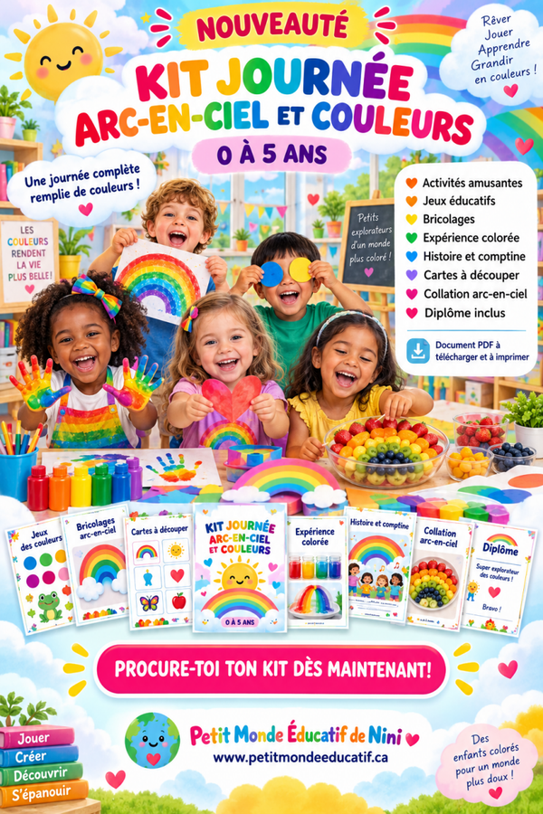 🌈 KIT JOURNÉE ARC-EN-CIEL ET COULEURS – 0 À 5 ANS 🎨