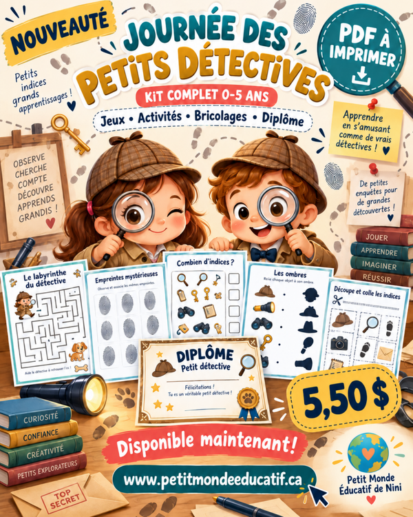 🔎 JOURNÉE DES PETITS DÉTECTIVES – KIT COMPLET 0-5 ANS