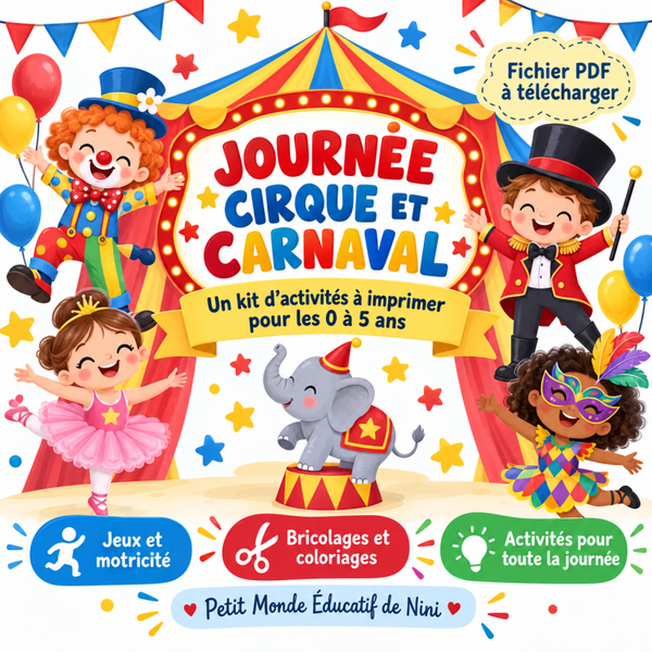 🎪 Journée cirque et carnaval – Kit d’activités pour les 0 à 5 ans