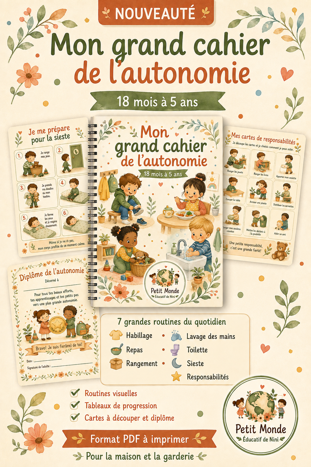 🌿 MON GRAND CAHIER DE L’AUTONOMIE 🌿 Pour les enfants de 18 mois à 5 ans
