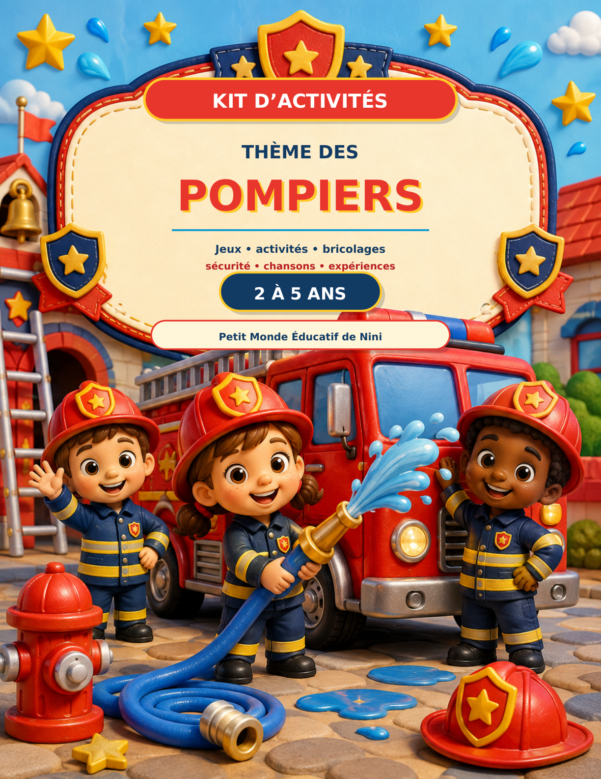 🚒 KIT COMPLET SUR LE THÈME DES POMPIERS – 2 À 5 ANS 🔥