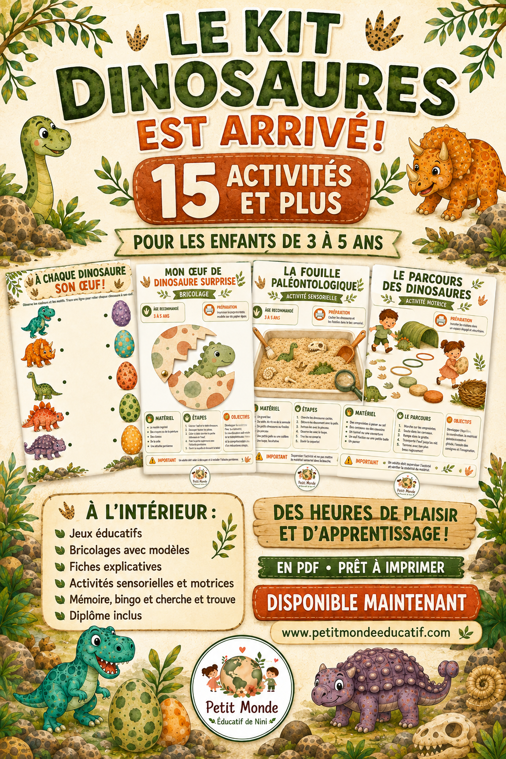 🦖🌿  LE KIT D'ACTIVITÉ DES DINOSAURES ! 🌿🦕