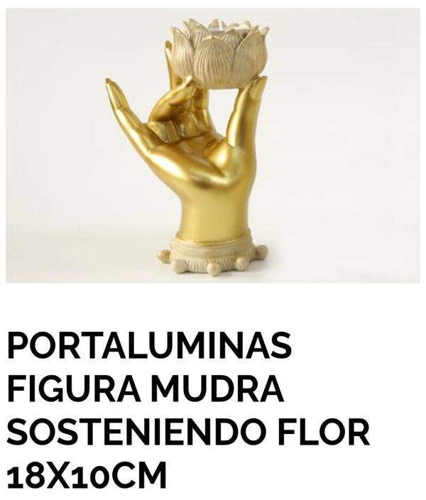 PORTALUMINAS FIGURA MUDRA SOSTENIENDO FLOR