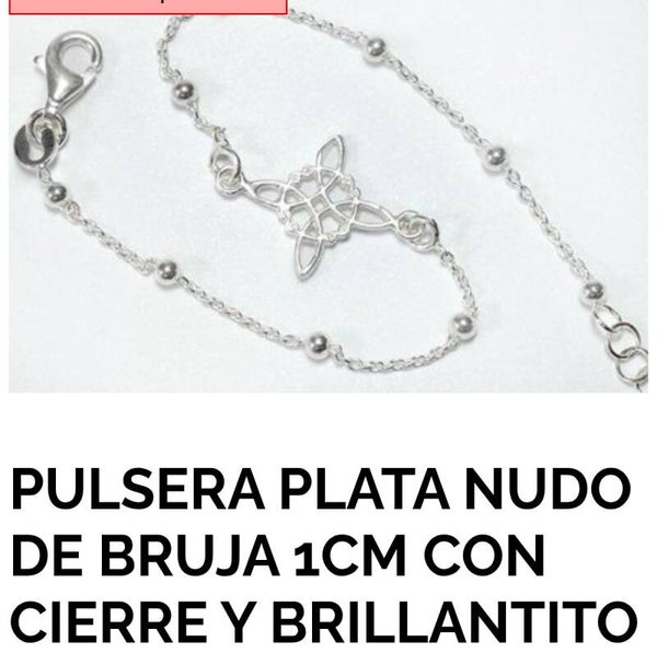 Pulsera de plata con nudo de bruja