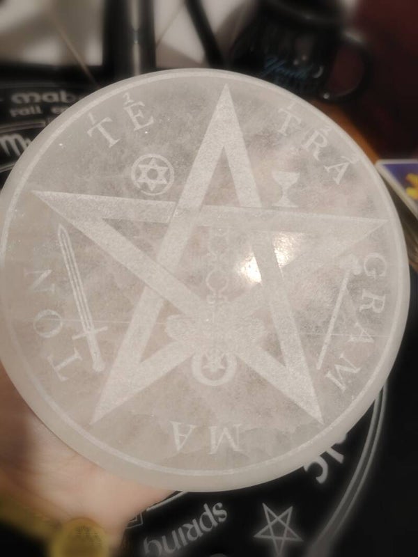 DISCO DE SELENITA LABRADO 15CM