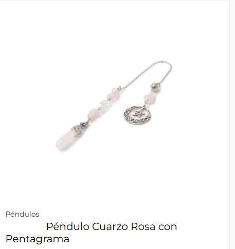 PÉNDULO CUARZO ROSA CON PENTAGRAMA