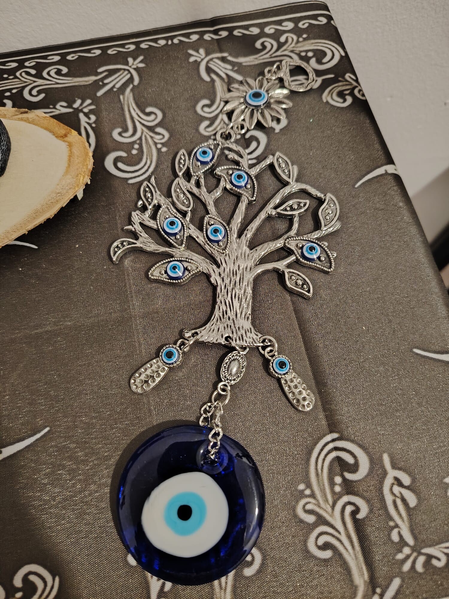 CHARM ÁRBOL DE LA VIDA CON OJOS TURCOS 9.5x 25 CM