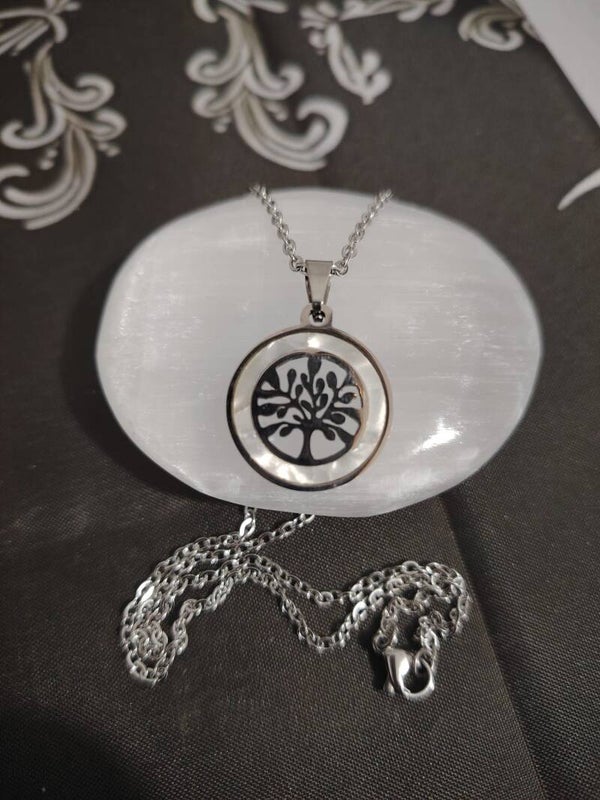 COLGANTE DE ACERO ARBOL DE LA VIDA Y NÁCAR