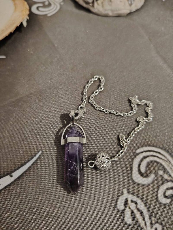 PÉNDULO DE AMATISTA Y METAL