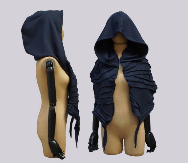 Hooded scarf navy blue chaos