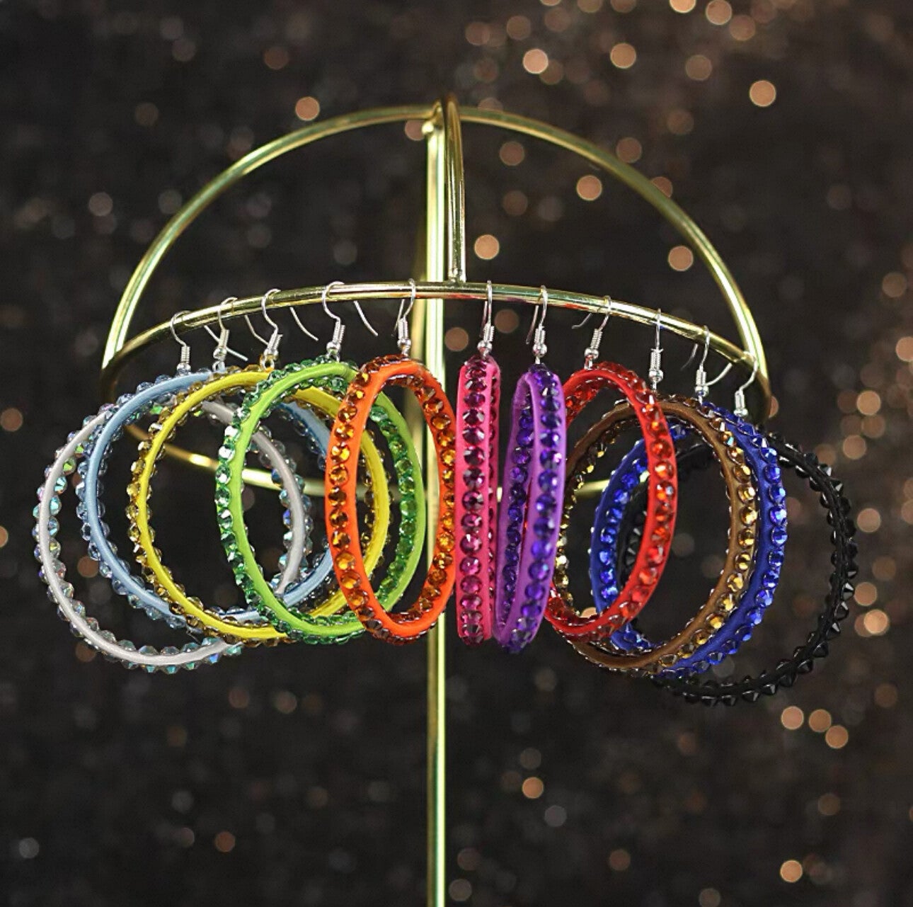 Women's Rhinestone Competition Hoop Earrings