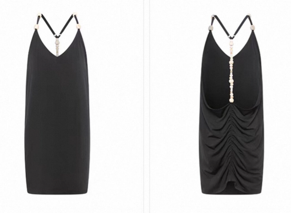 DUYQ Black Practice Dress with White Beaded Detailing